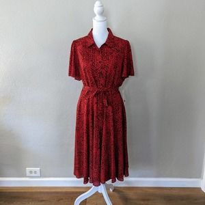 NWT Nanette Lepore Red Leopard A Line Dress